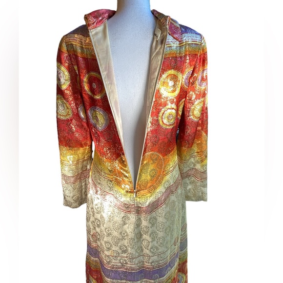 Vintage 1960s Elinor Simmons for Malcolm Starr Metallic Long Sleeve Dres… - Picture 4 of 16